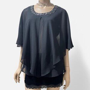 C.O.C. Vintage beaded embroidered fairy top blouse cape size M